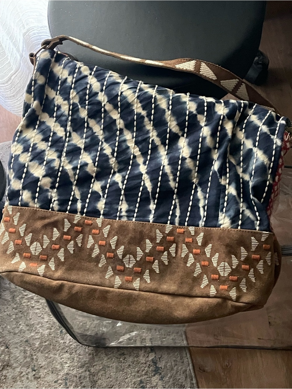 Free People Multi-Color Patchwork Embroidered Fold-Over Shoulder Bag - Picture 2 of 3